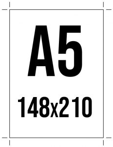 Image of an A5 sized print templates with margins defined